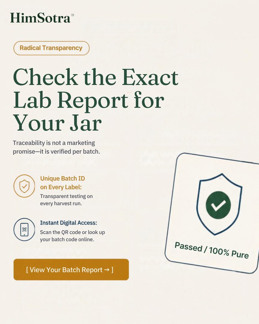 Check the exact lab report for your jar: a unique batch ID on every label, look it up online