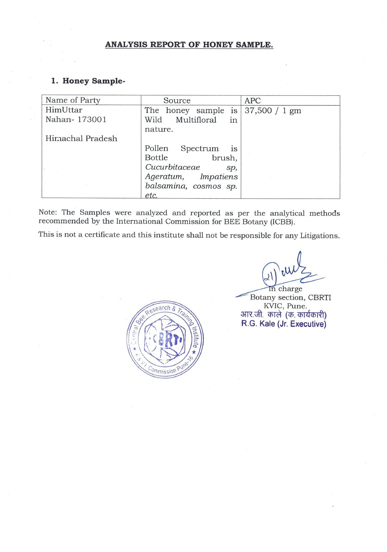 CBRTI Pune pollen count report
